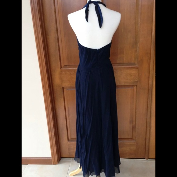 Cute Midnight blue ruched maxi halter dress Size 2 - Picture 7 of 9